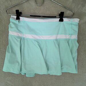 Lululemon Hot Hitter Skirt Aqua Green White SZ 10 Women's Skort Tennis NOTE